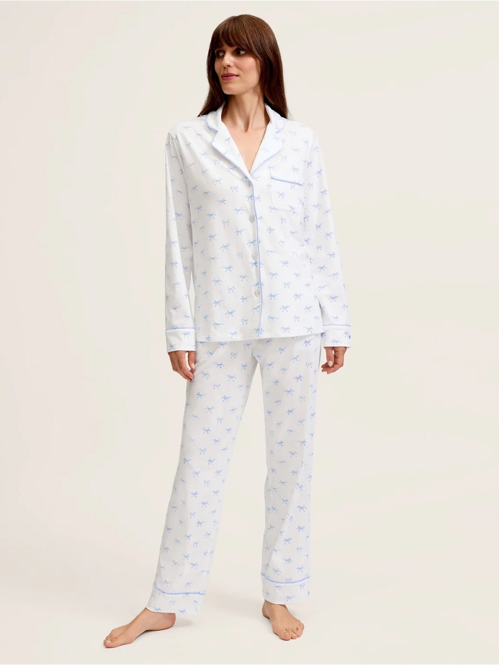 NWT Petite Plume Pima Pajama Set in Something Blue Bows